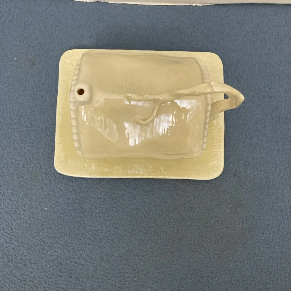 Belleek Irish Fine Parian Porcelain Yellow Cottage House Butter/Cheese Dish